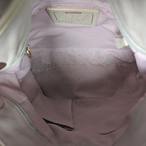 COACH Signature Logo 2 Way Shoulder Bag Tan Purse - Picture 8 of 9